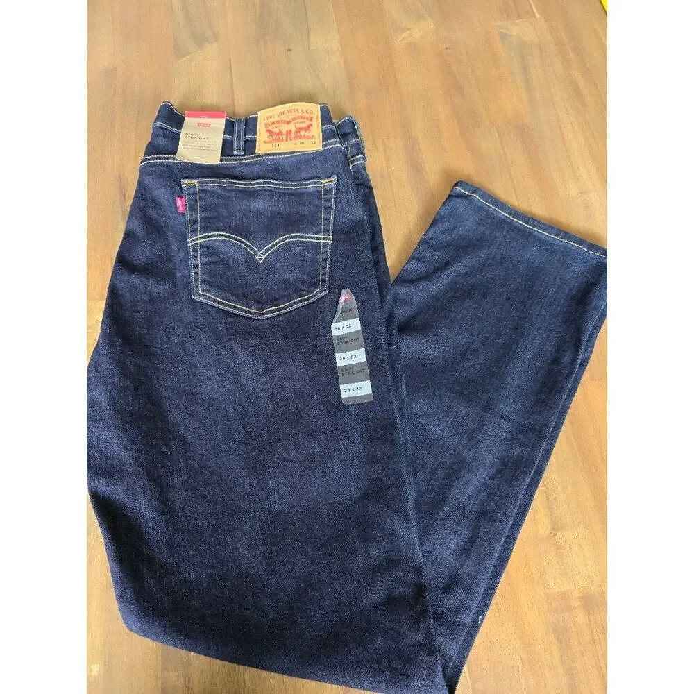 Levi's 514 Straight Jeans Mens Blue Denim 38x32 NWT